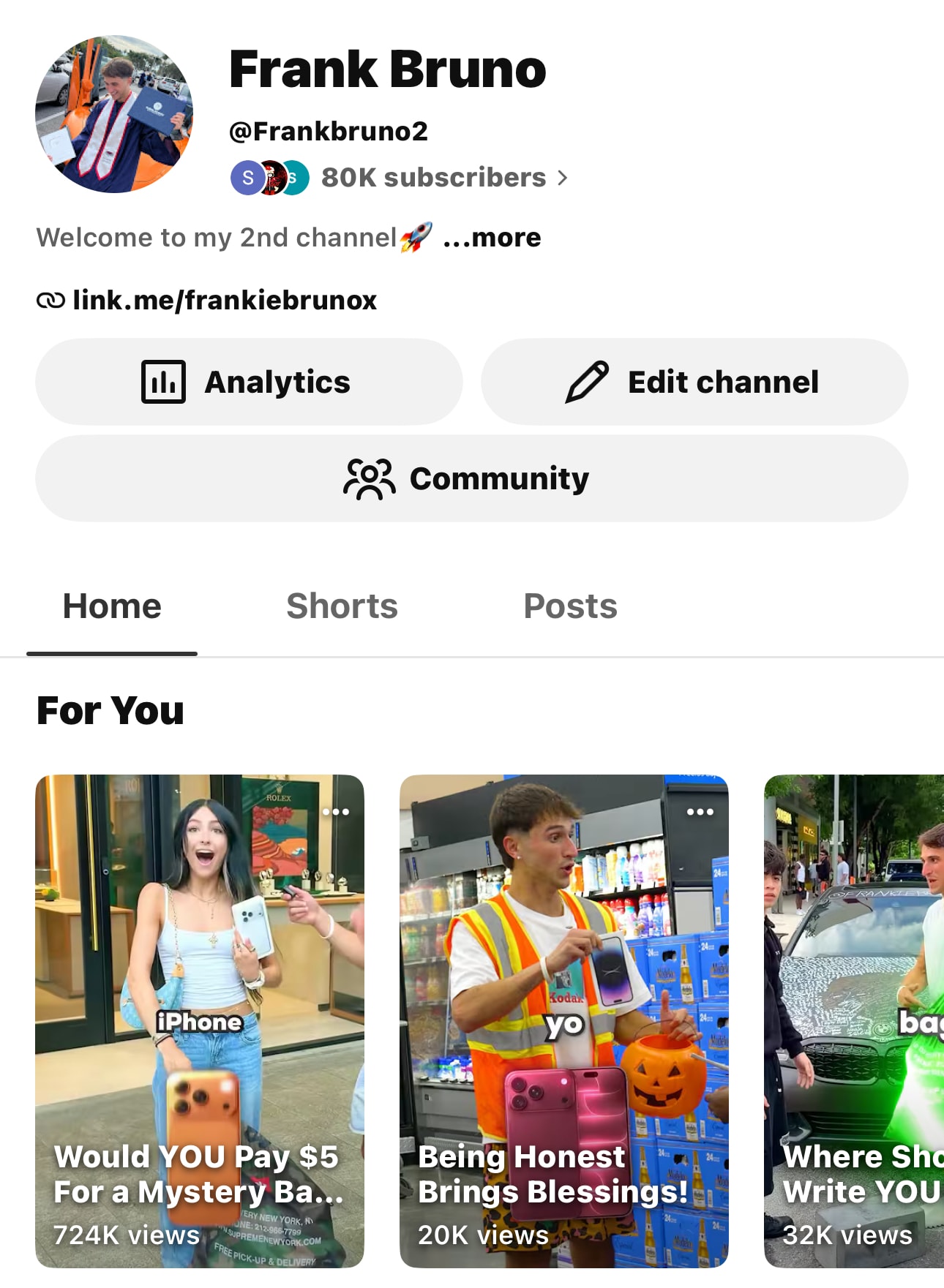 Frankie Bruno's second YouTube channel — monetized in 45 days