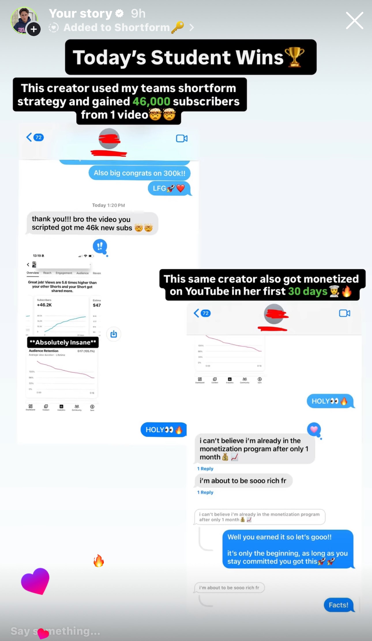 Student wins — 46K+ subscribers after joining Just Try Media